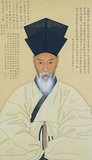 Yi Chae was a scholar who lived in late Joseon. This shows him at the age of 59. He is donning a black hat known as <i>dongpagwan</i> and a <i>simui</i>, a white scholar’s jacket. The white jacket has a collar in a contrasting black band. A large sash woven with threads in five colors, representing the four cardinal directions and the center, drapes down from the mid-chest level.<br/><br/>The eyes staring straight ahead are meticulously depicted with great detail. As the eyes were increasingly regarded as the windows to the moral universe of the subject, they were a focal point of portraits from the late Joseon.<br/><br/>This painting is designated as the 1483rd National Treasure of Korea.